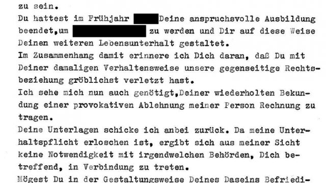 gefundene daten brief unterhalt